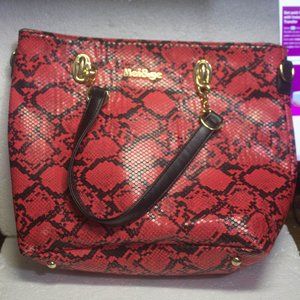 Mei&ge Red Faux Leather Snakeskin Shoulder Bag Preowned